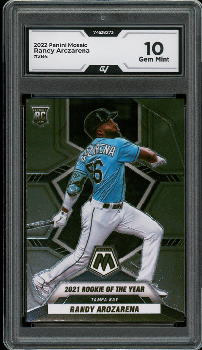 2022 Panini Mosaic #284 Randy Arozarena Graded 10 Gem Mint - Front