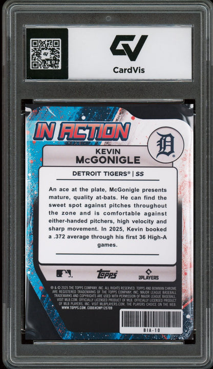 2025 Bowman Draft #BIA-10 Kevin McGonigle In Action Graded 10 Gem Mint - Back