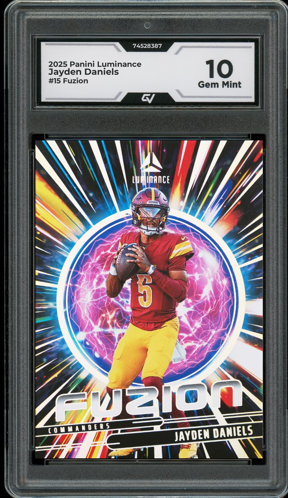 2025 Panini Luminance #15 Jayden Daniels Fuzion Graded 10 Gem Mint - Front