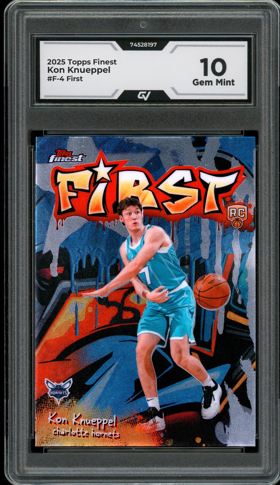 2025 Topps Finest #F-4 Kon Knueppel First Rookie Card RC Graded 10 Gem Mint - Front