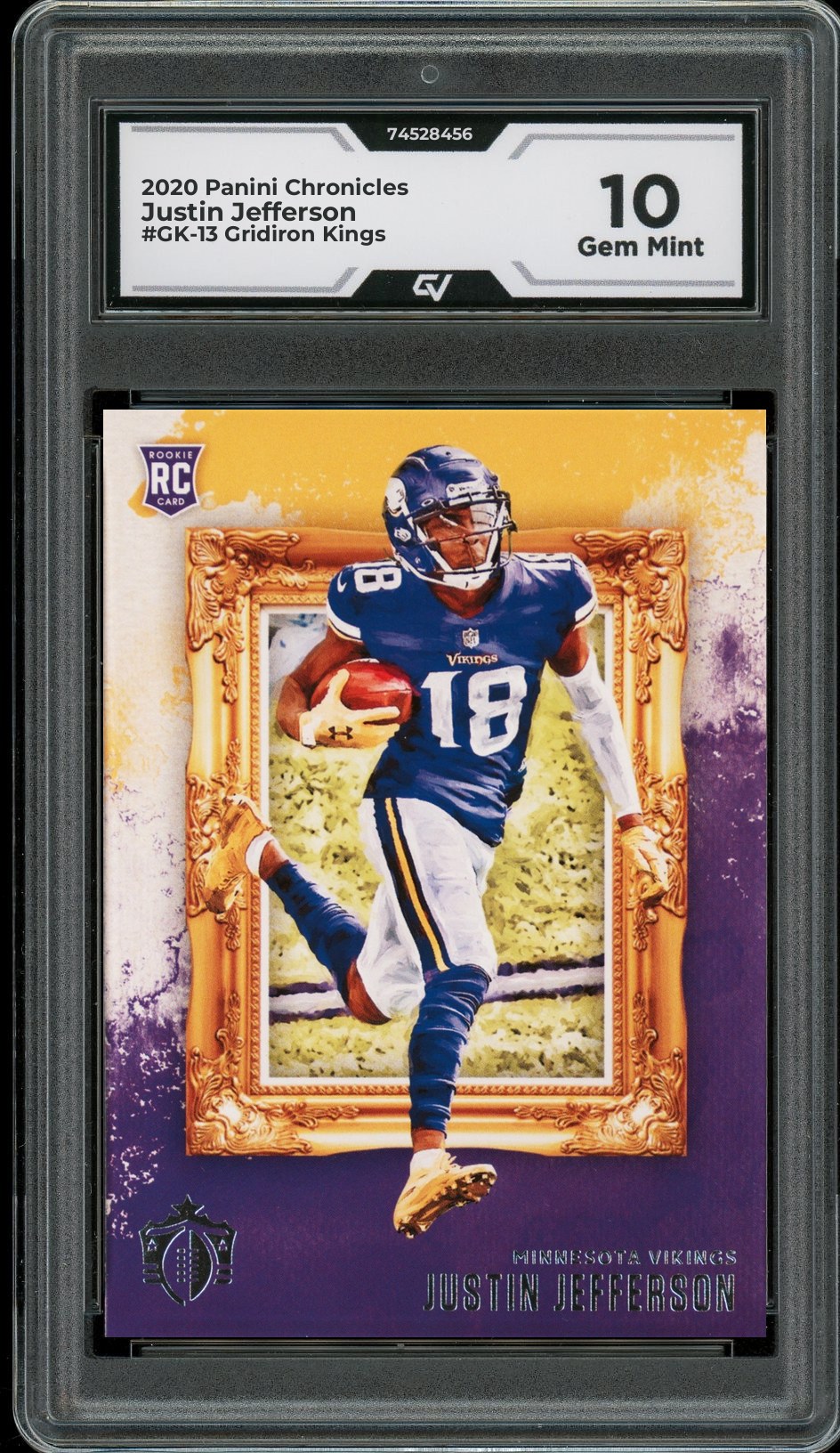 2020 Panini Chronicles #GK-13 Justin Jefferson Gridiron Kings Rookie Card RC Graded 10 Gem Mint - Front