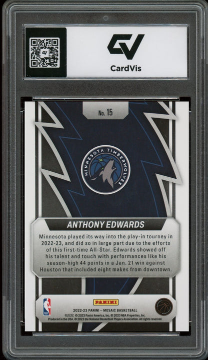 2022 Panini Mosaic #15 Anthony Edwards Thunder Road Graded 10 Gem Mint - Back