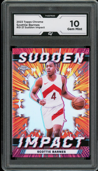2023 Topps Chrome #SI-21 Scottie Barnes Sudden Impact Graded 10 Gem Mint - Front