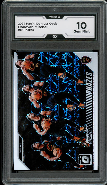 2024 Panini Donruss Optic #17 Donovan Mitchell Phazes Graded 10 Gem Mint - Front