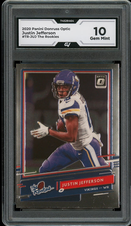 2020 Panini Donruss Optic #TR-JUJ Justin Jefferson The Rookies Rookie Card RC Graded 10 Gem Mint - Front