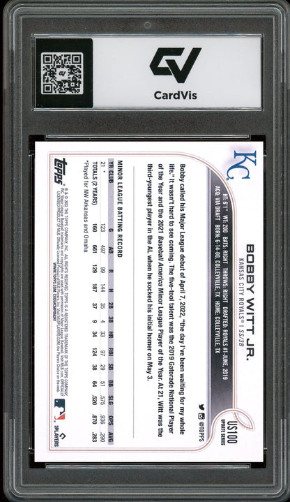 2022 Topps Update #US100 Bobby Witt Jr. Rookie Card RC Graded 10 Gem Mint - Back