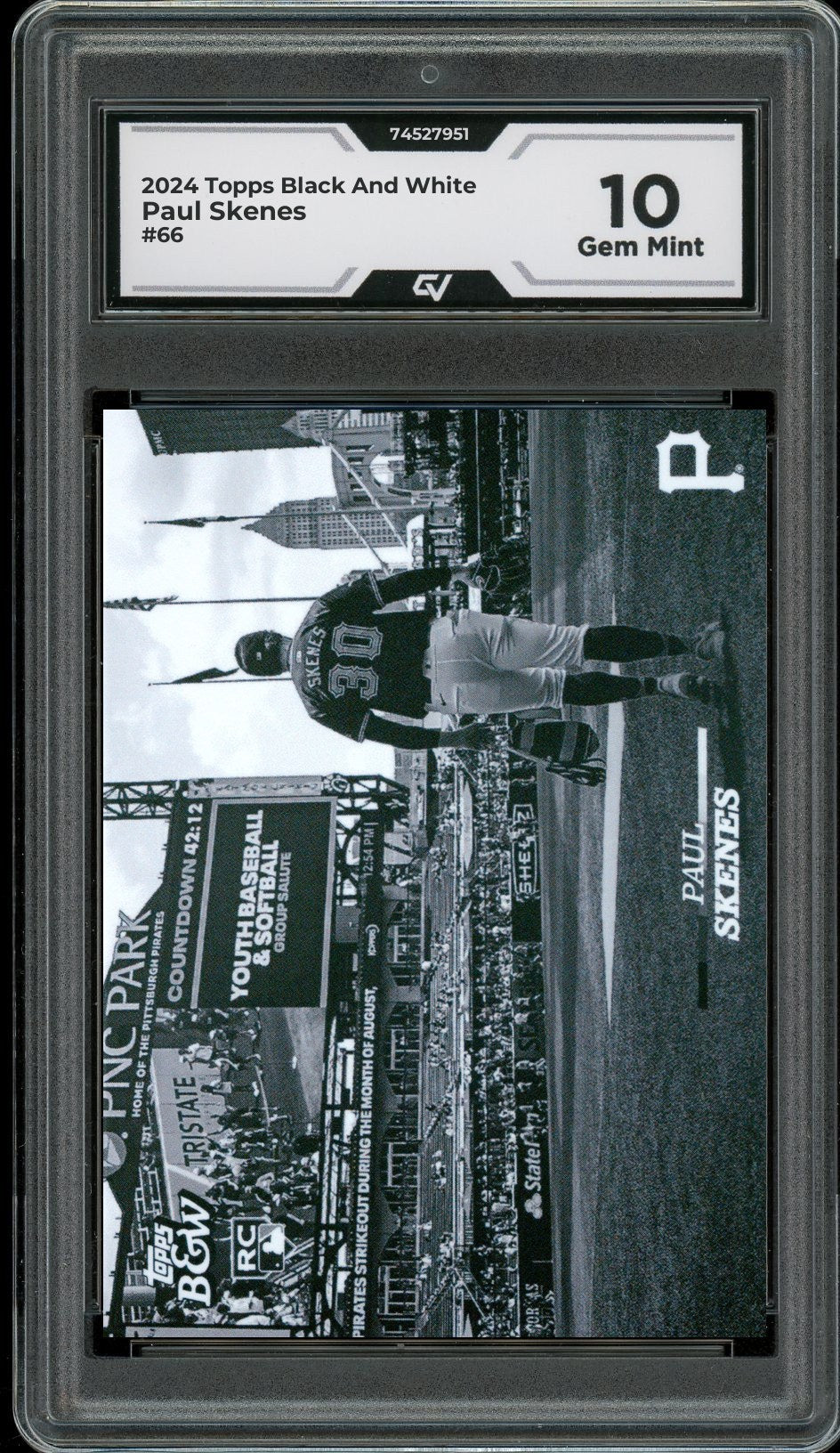 2024 Topps Black And White #66 Paul Skenes Graded 10 Gem Mint - Front
