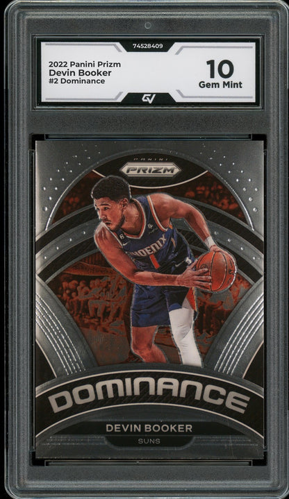2022 Panini Prizm #2 Devin Booker Dominance Graded 10 Gem Mint - Front