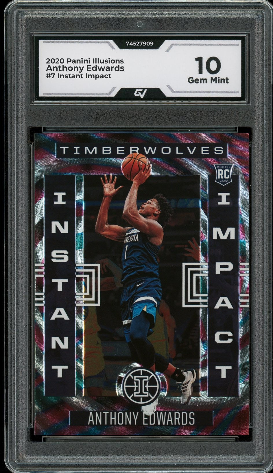 2020 Panini Illusions #7 Anthony Edwards Instant Impact Rookie Card RC Graded 10 Gem Mint - Front