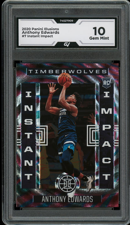 2020 Panini Illusions #7 Anthony Edwards Instant Impact Rookie Card RC Graded 10 Gem Mint - Front