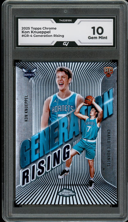 2025 Topps Chrome #GR-4 Kon Knueppel Generation Rising Rookie Card RC Graded 10 Gem Mint - Front
