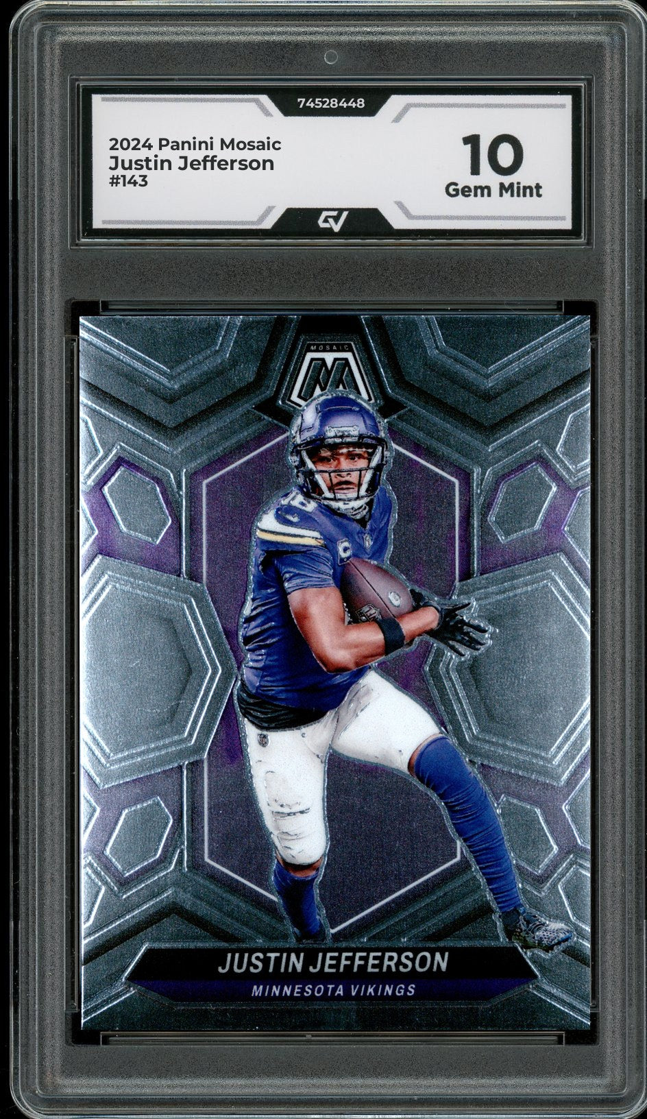 2024 Panini Mosaic #143 Justin Jefferson Graded 10 Gem Mint - Front