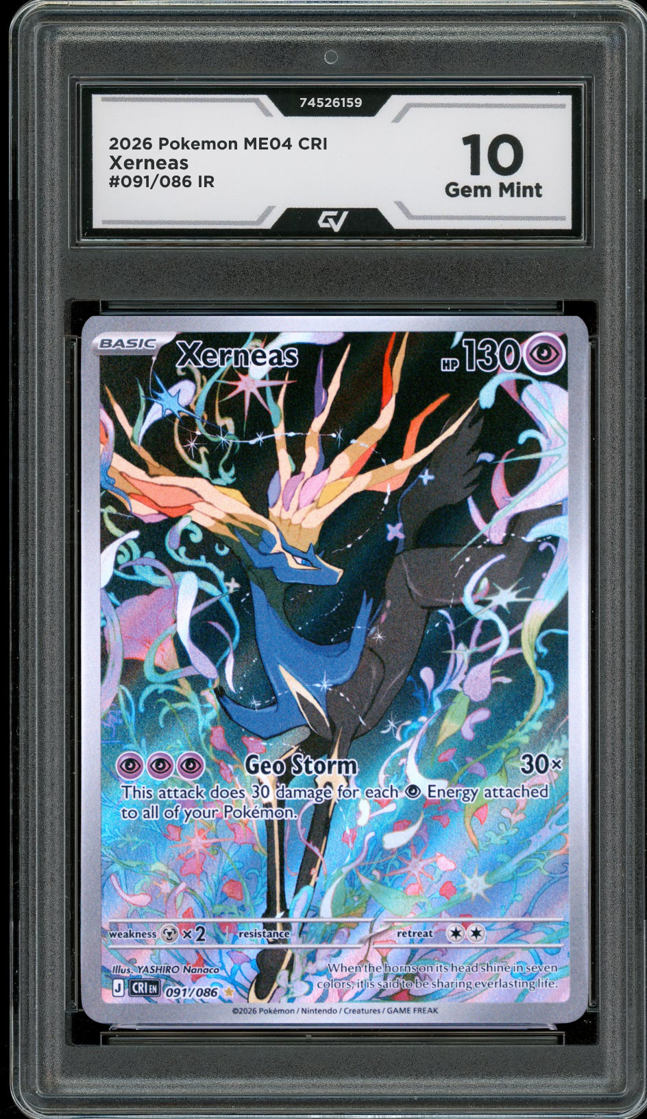 2026 Pokemon ME04 Chaos Rising #091/086 Xerneas IR Graded 10 Gem Mint