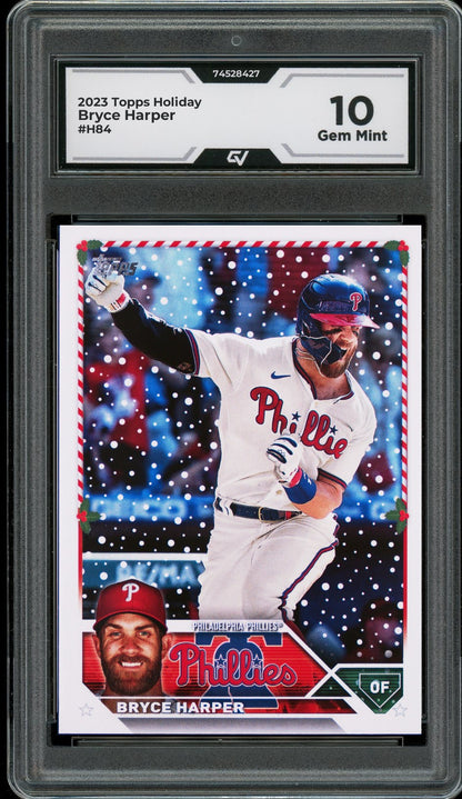 2023 Topps Holiday #H84 Bryce Harper Graded 10 Gem Mint - Front