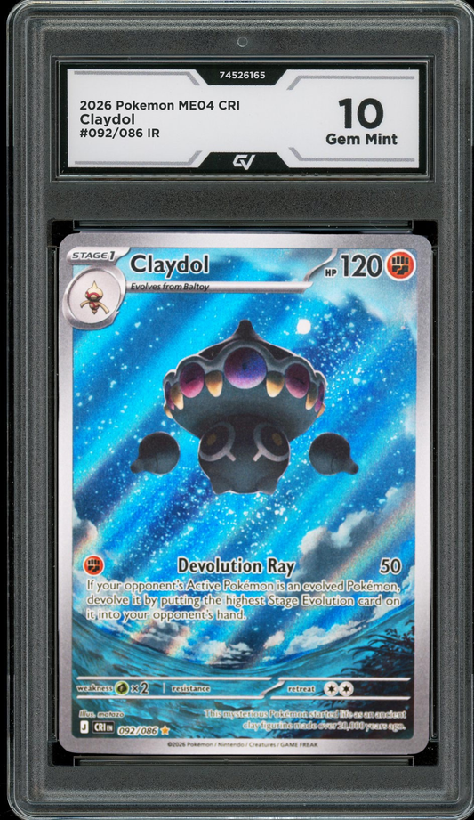 2026 Pokemon ME04 Chaos Rising #092/086 Claydol IR Graded 10 Gem Mint