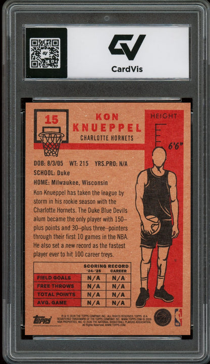 2026 Topps Living #15 Kon Knueppel Rookie Card RC Graded 10 Gem Mint - Back