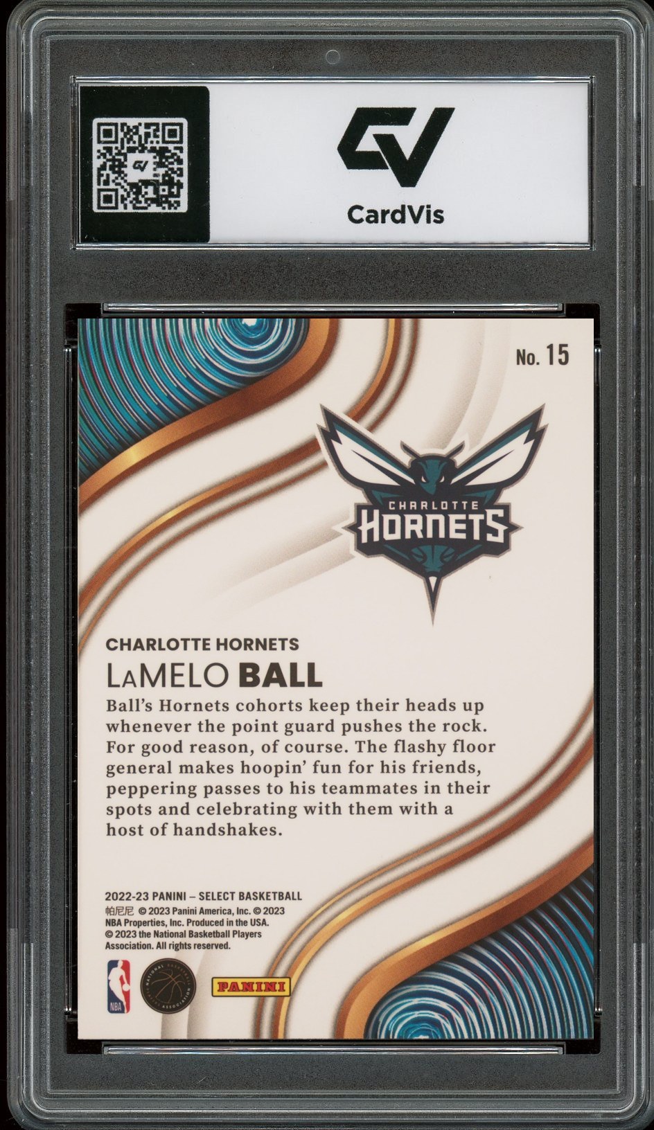 2022 Panini Select #15 Lamelo Ball Unstoppable Graded 10 Gem Mint - Back