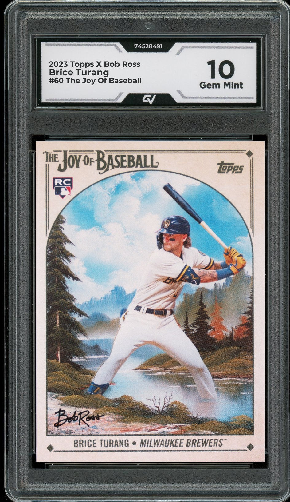 2023 Topps X Bob Ross #60 Brice Turang The Joy Of Baseball Rookie Card RC Graded 10 Gem Mint - Front