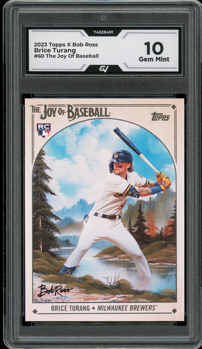 2023 Topps X Bob Ross #60 Brice Turang The Joy Of Baseball Rookie Card RC Graded 10 Gem Mint - Front