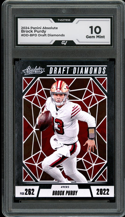 2024 Panini Absolute #DD-BPD Brock Purdy Draft Diamonds Graded 10 Gem Mint - Front