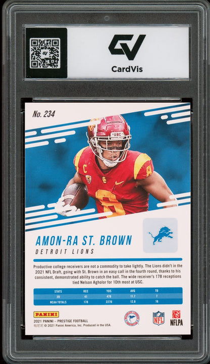 2021 Panini Prestige #234 Amon-Ra St. Brown Rookie Card RC Graded 10 Gem Mint - Back