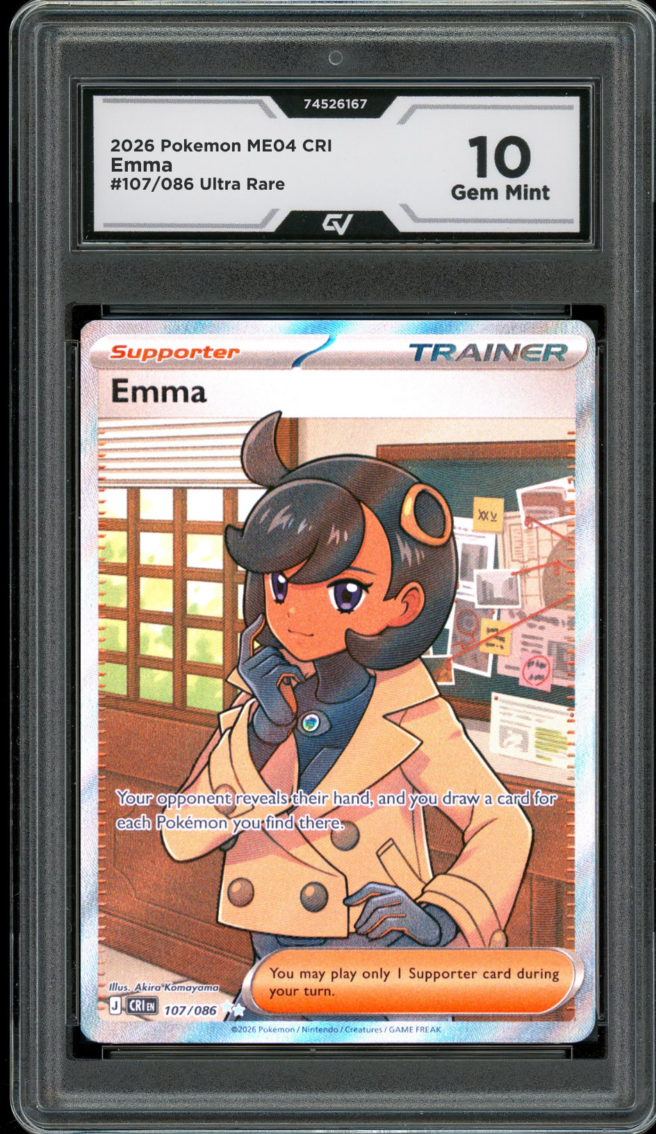2026 Pokemon ME04 Chaos Rising #107/086 Emma Ultra Rare Graded 10 Gem Mint