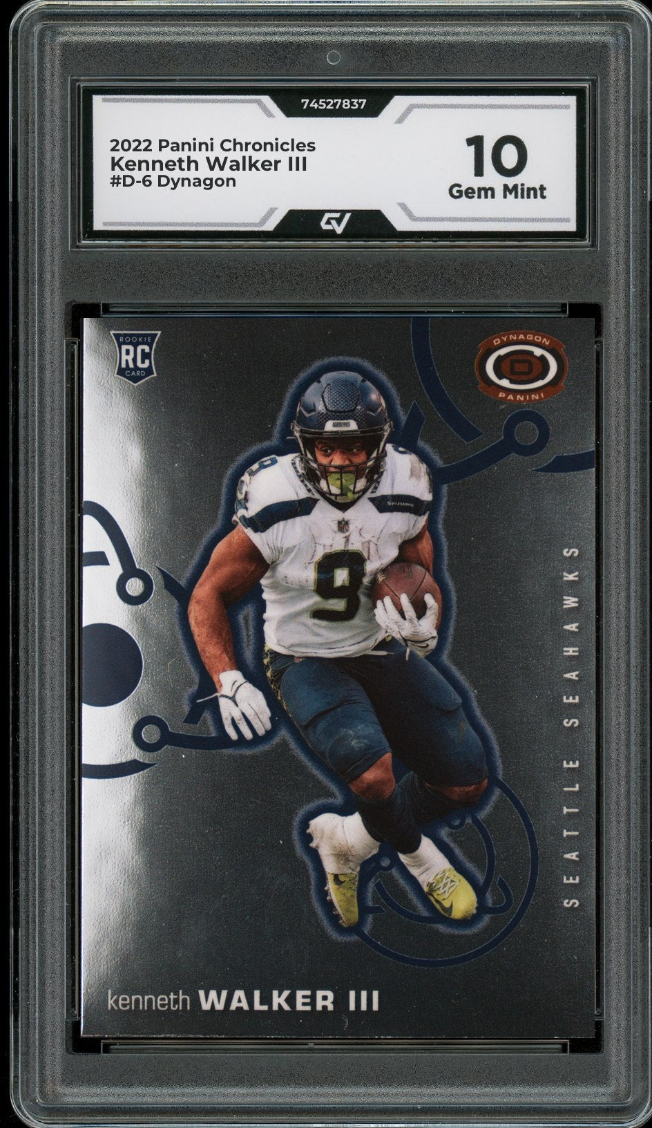 2022 Panini Chronicles #D-6 Kenneth Walker III Dynagon Rookie Card RC Graded 10 Gem Mint - Front