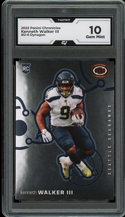 2022 Panini Chronicles #D-6 Kenneth Walker III Dynagon Rookie Card RC Graded 10 Gem Mint - Front