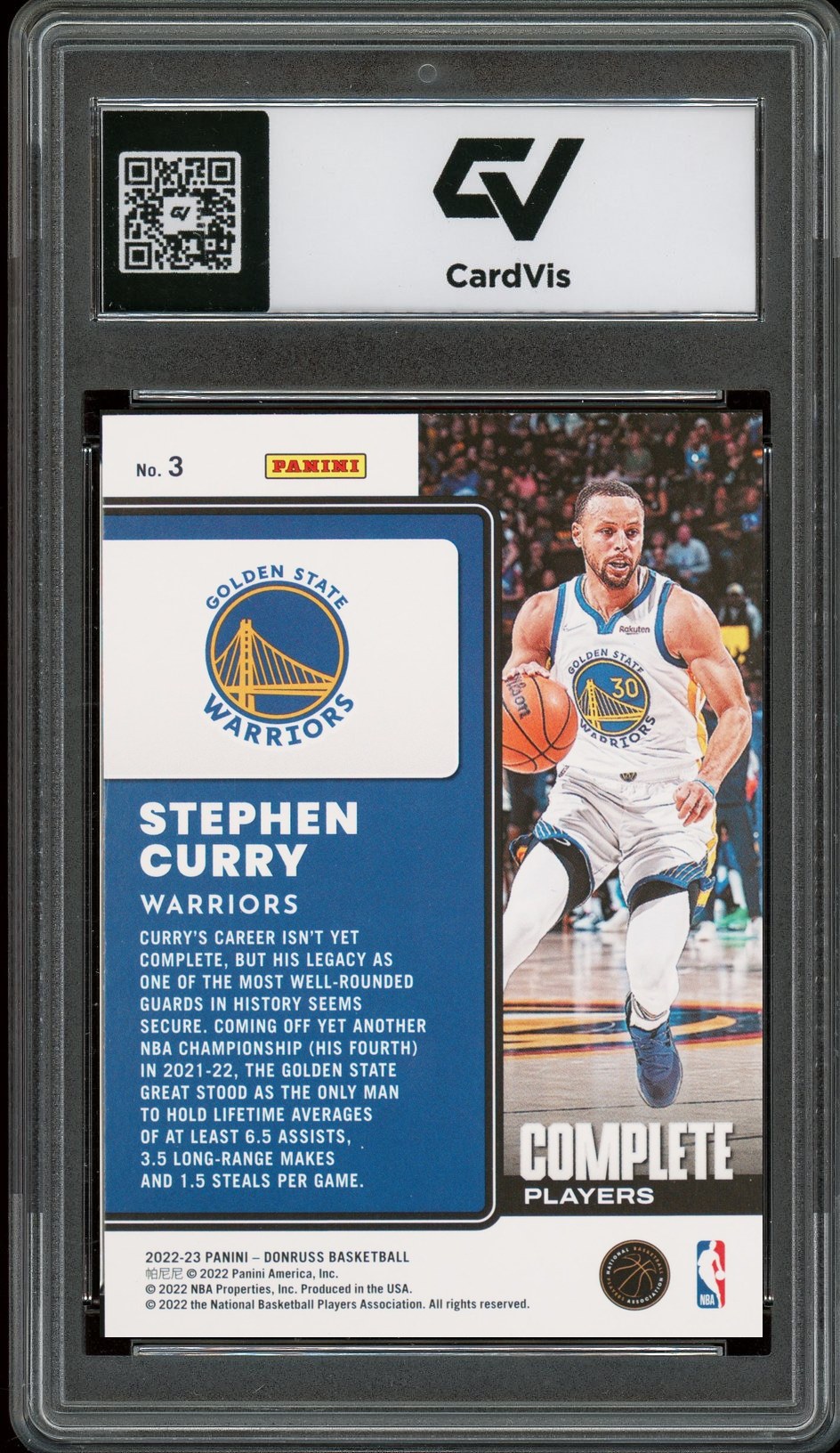 2022 Panini Donruss #3 Stephen Curry Complete Players Complete Players Graded 10 Gem Mint - Back
