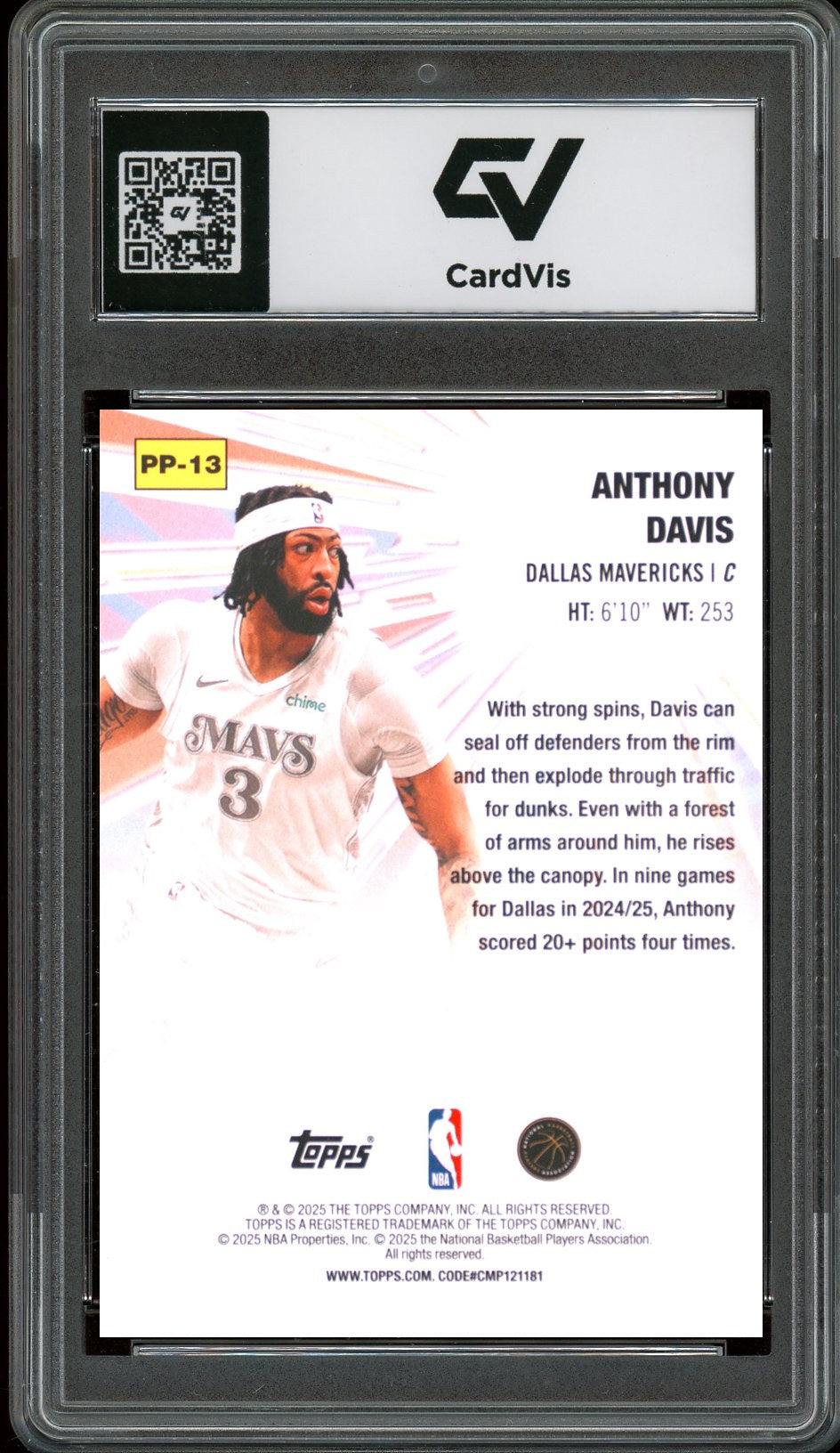 2025 Topps #PP-13 Anthony Davis Power Players Graded 10 Gem Mint - Back