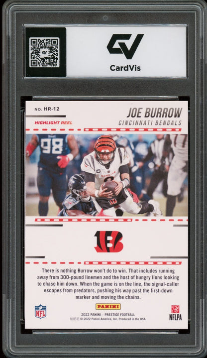 2022 Panini Prestige #HR-12 Joe Burrow Highlight Reel Graded 10 Gem Mint - Back
