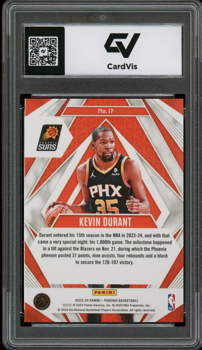 2023 Panini Phoenix #17 Kevin Durant Paragon Graded 10 Gem Mint - Back