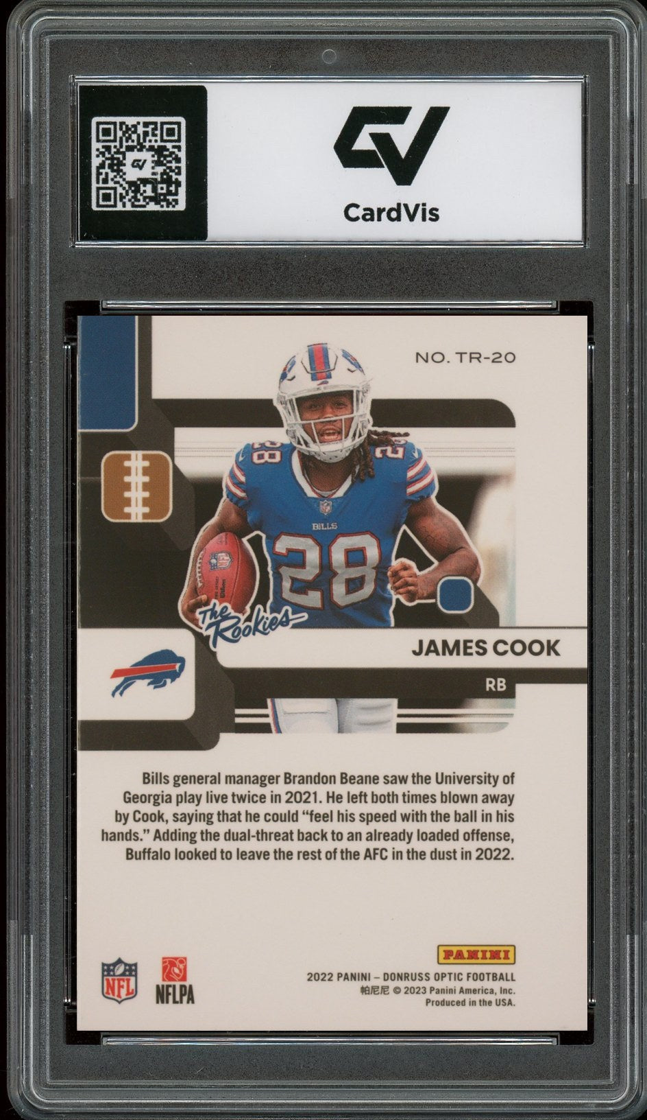 2022 Panini Donruss Optic #TR-20 James Cook The Rookies Rookie Card RC Graded 10 Gem Mint - Back