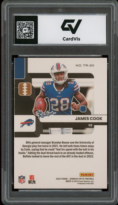 2022 Panini Donruss Optic #TR-20 James Cook The Rookies Rookie Card RC Graded 10 Gem Mint - Back