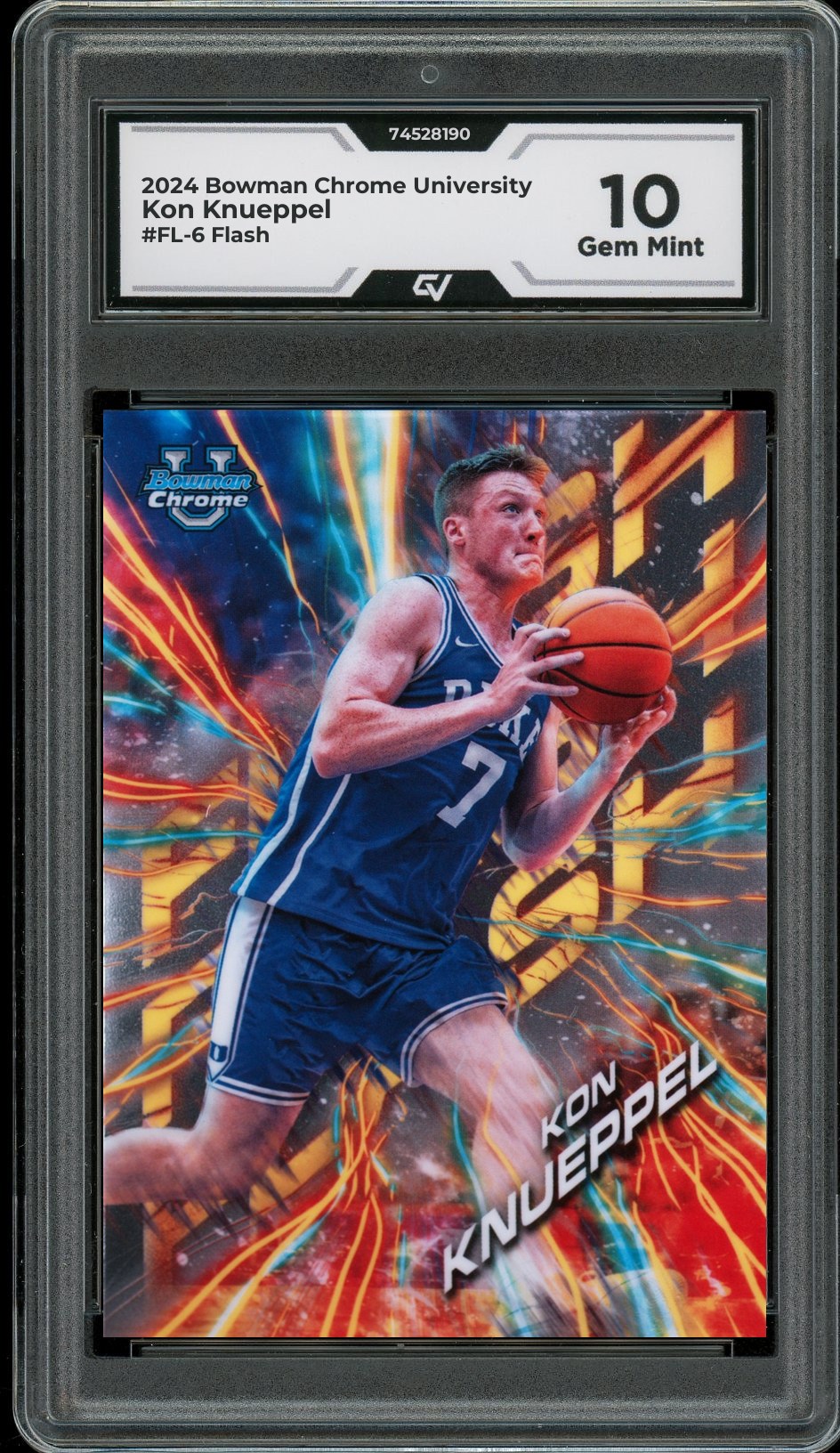 2024 Bowman Chrome University #FL-6 Kon Knueppel Flash Rookie Card RC Graded 10 Gem Mint - Front