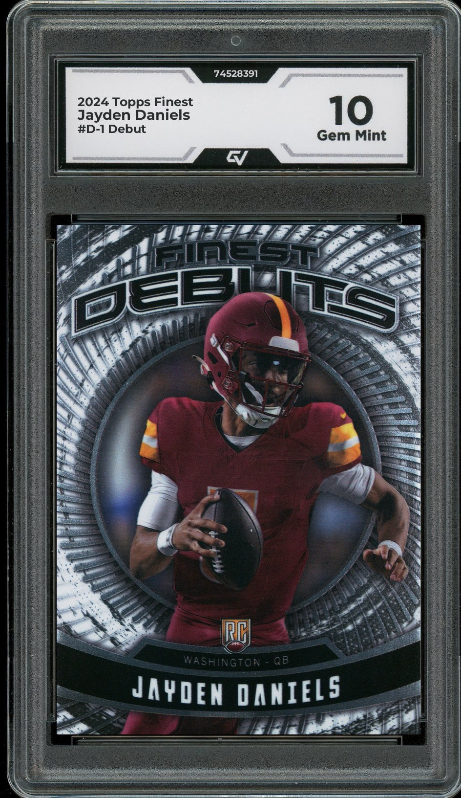 2024 Topps Finest #D-1 Jayden Daniels Debut Rookie Card RC Graded 10 Gem Mint - Front