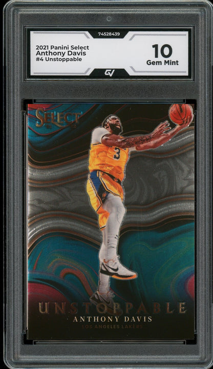 2021 Panini Select #4 Anthony Davis Unstoppable Graded 10 Gem Mint - Front