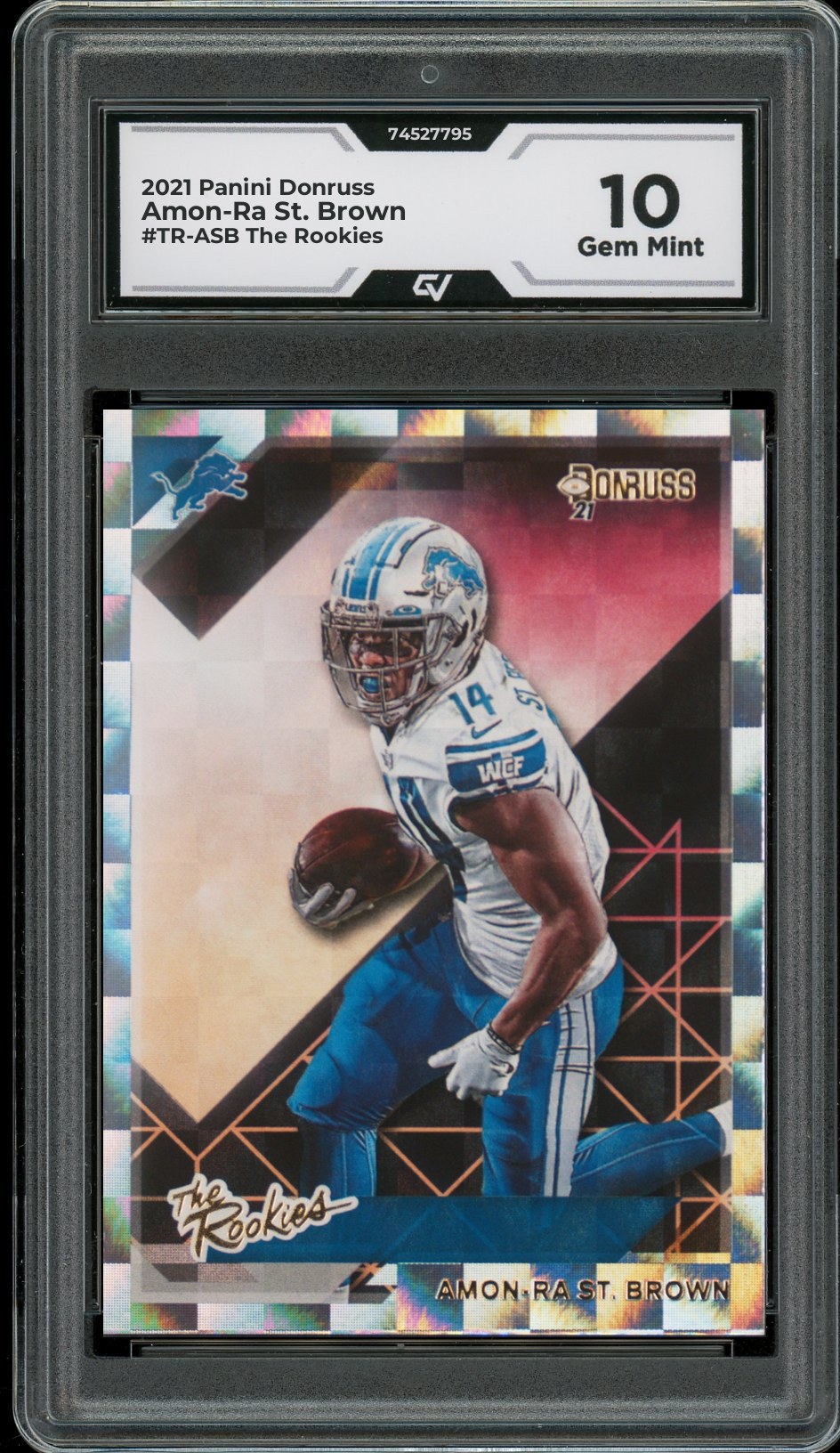 2021 Panini Donruss #TR-ASB Amon-Ra St. Brown The Rookies Rookie Card RC Graded 10 Gem Mint - Front