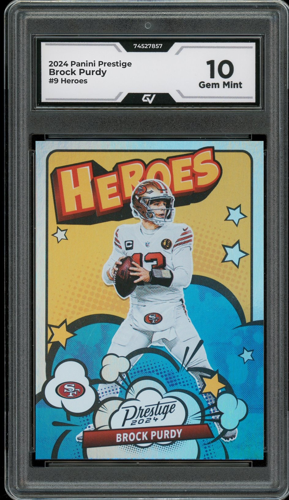 2024 Panini Prestige #9 Brock Purdy Heroes Graded 10 Gem Mint - Front