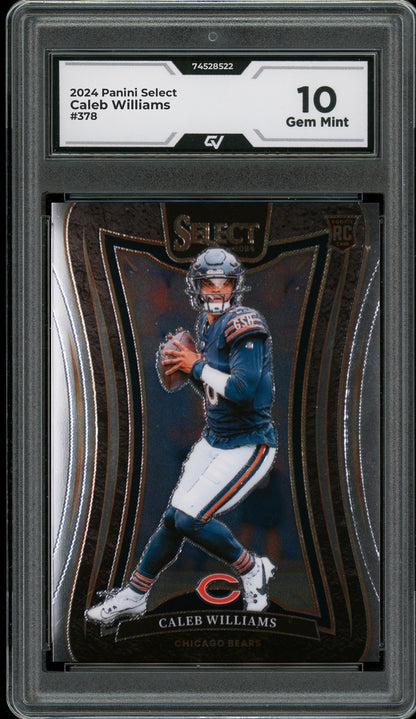 2024 Panini Select #378 Caleb Williams Rookie Card RC Graded 10 Gem Mint - Front
