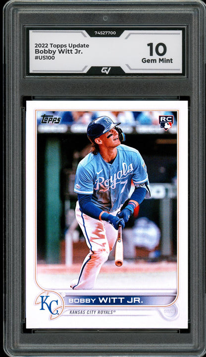 2022 Topps Update #US100 Bobby Witt Jr. Rookie Card RC Graded 10 Gem Mint - Front