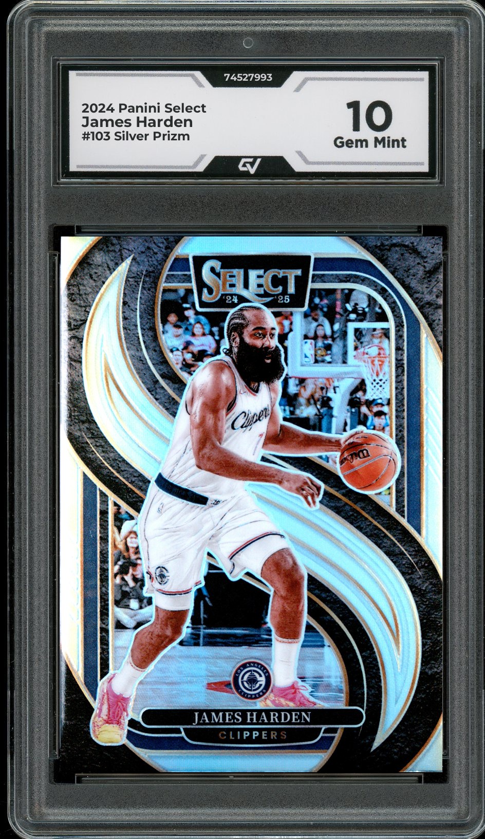 2024 Panini Select #103 James Harden Silver Prizm Graded 10 Gem Mint - Front