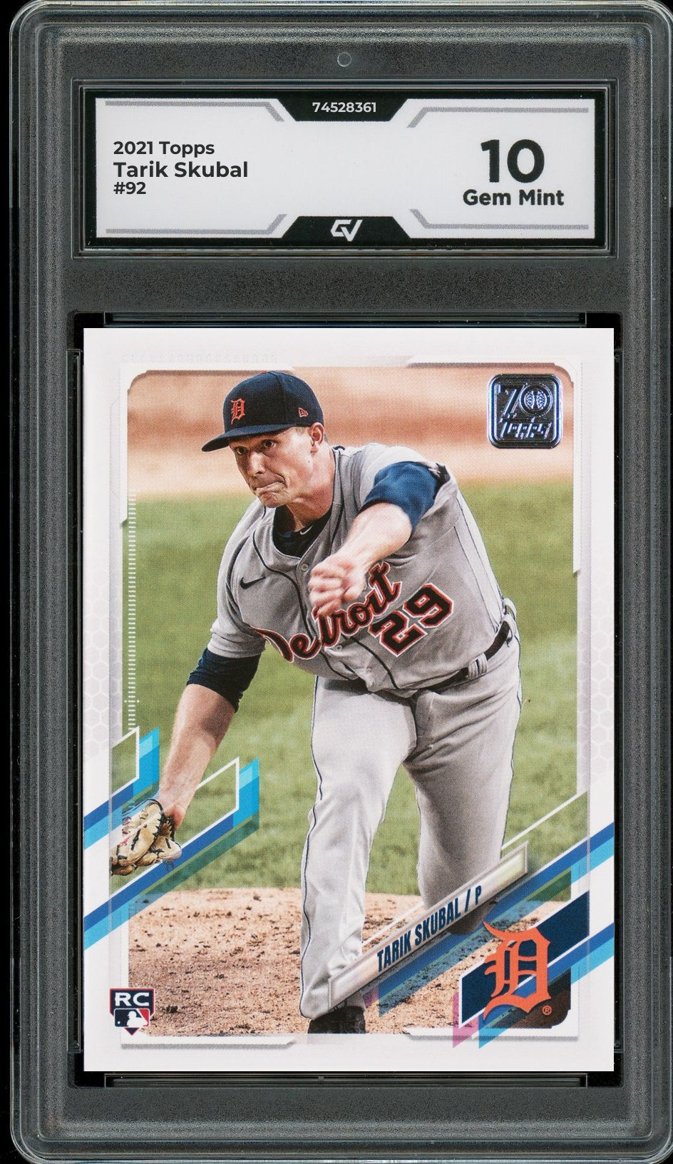 2021 Topps #92 Tarik Skubal Rookie Card RC Graded 10 Gem Mint - Front