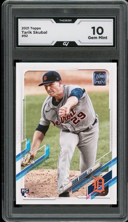 2021 Topps #92 Tarik Skubal Rookie Card RC Graded 10 Gem Mint - Front