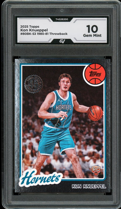 2025 Topps #80BK-53 Kon Knueppel 1980-81 Throwback Rookie Card RC Graded 10 Gem Mint - Front