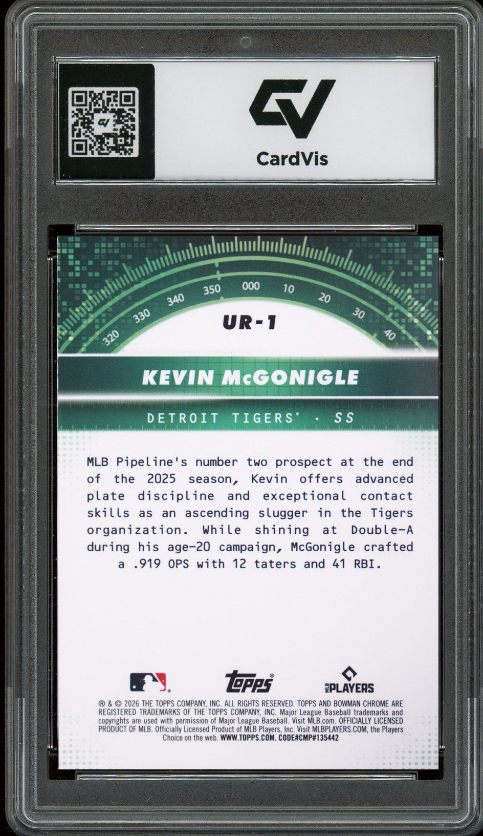 2026 Bowman Chrome #UR-1 Kevin McGonigle Under The Radar Graded 10 Gem Mint - Back