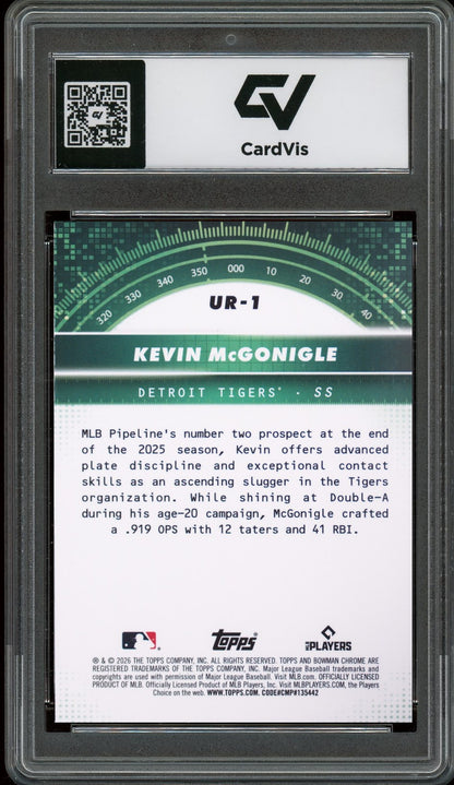 2026 Bowman Chrome #UR-1 Kevin McGonigle Under The Radar Graded 10 Gem Mint - Back