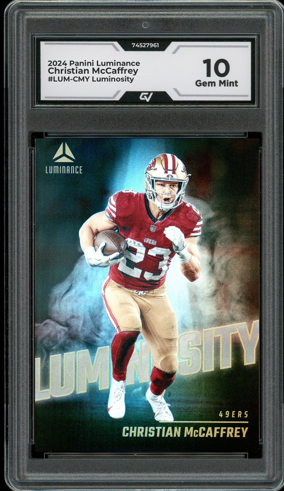 2024 Panini Luminance #LUM-CMY Christian McCaffrey Luminosity Graded 10 Gem Mint - Front