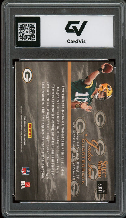 2020 Panini Select #SCR-11 Jordan Love Certified Rookies Rookie Card RC Graded 10 Gem Mint - Back