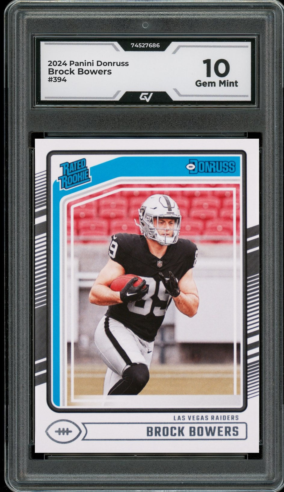 2024 Panini Donruss #394 Brock Bowers Rookie Card RC Graded 10 Gem Mint - Front